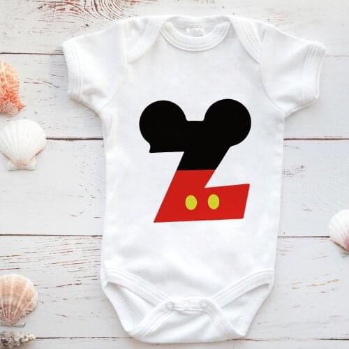 Fashion Baby Girl Boy Tops Mickey Mouse Alphabet Font Print Toddler Romper Harajuku Ropa Mujer Aesthetic Infant Jumpsuit 0-24M