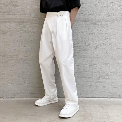 2021 Autumn England style Personality rivets design suit pants men casual loose solid color suit Pants men trouser,M-XXL
