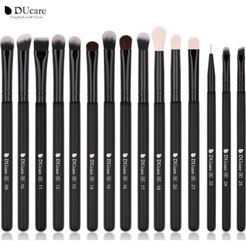 DUcare Makeup Brushes Set 15pcs Professional Eye Shadow Makeup Brush Kits Eyeshadow Eyeliner Blending Eyebrow Natural Goat Hair
