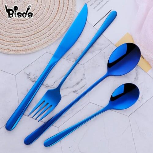 Korean Flatware Set 18/8 Stainless Steel Cultery Dinnerware Silverware Knife Fork Spoon Teaspoon Western Dinner Set Dropshipping