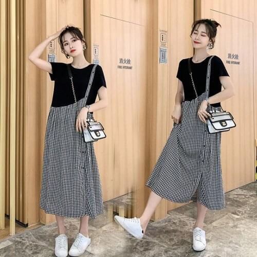 New Maternity Clothing Plaid Maternity Dress For Pregnant Women Clothes Casual Short Sleeve Summer Pregnancy Dres