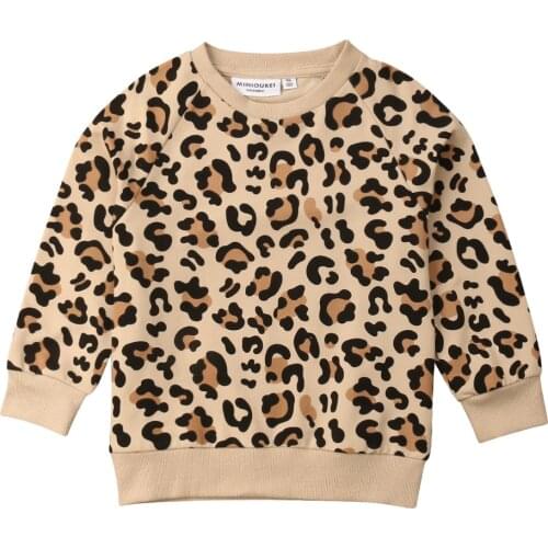 2019 New Kids Baby Girls Boys Sweatshirts Long Sleeve Leopard Print Pullover Warm Kids Clothes Outfits 1- 7T