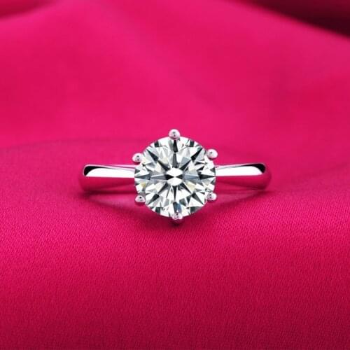 White Plated Wedding Jewelry Rings for Women Crystal Engagement Silver Zircon CZ Dia Ring Rose Gold six claw