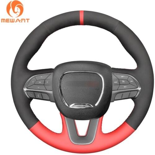 MEWANT Black Suede Steering Wheel Cover for Dodge Challenger Charger Dodge Durango 2015 2016 2017 2018 2019 2020 2021