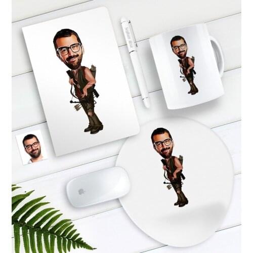 Personalized Mr Archer Caricature Of Notebook Pen Mug Mouse Pad Set Dear Souvenirs Custom Design Office Funny picture