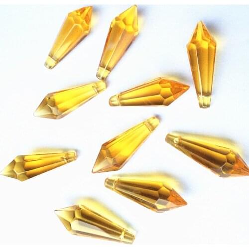 10pcs 36MM Gold Multiface Crystal Ice Prism Pendants (Free Rings) For DIY Glass Curtain/ Chandelier Parts Garland Pendants
