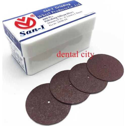 Dental Lab Technician Materials San-1 Polishing Silicon Discs For Metal Copings 38*0.6-0.7*1.8mm 100 pcs/box