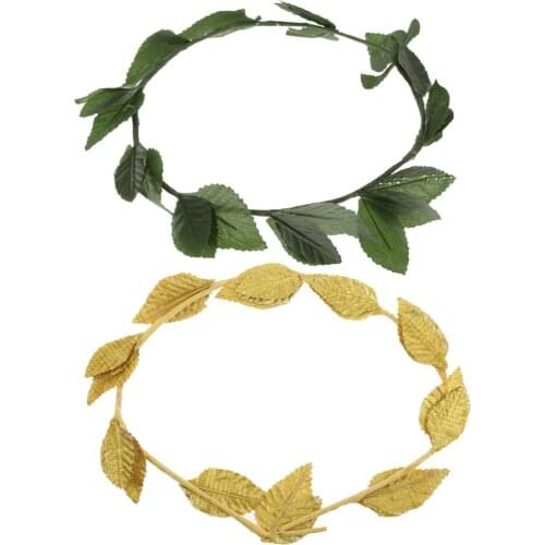 2pcs Green Gold Leaf Hairbands RomanGreek Goddess Caesar Laurel Wreath Leaves Headband Photo Prop Headband Headwear