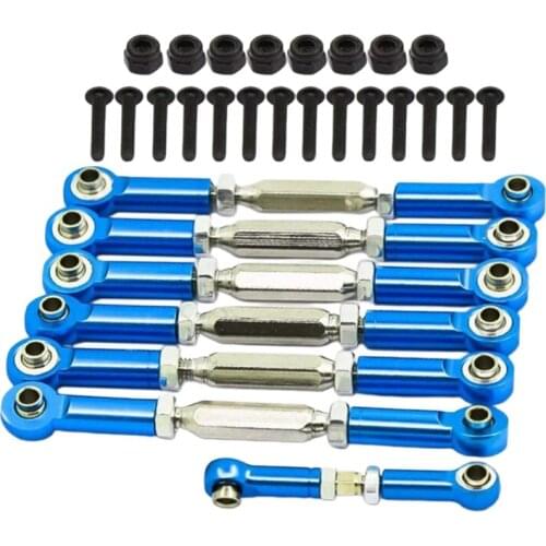RC Pull Rod, Adjustable Metal Aluminum Steering Pull Rod Upgrade Sets with Rod Ends for Traxxas Slash 2WD 1/10