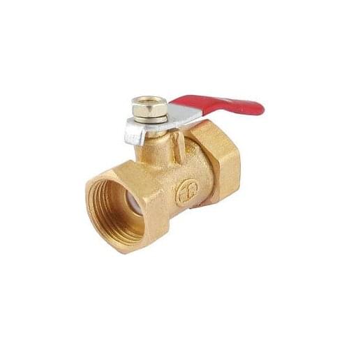 Female to Female 3/8" PT Thread Red Lever Handle Brass Ball Valve