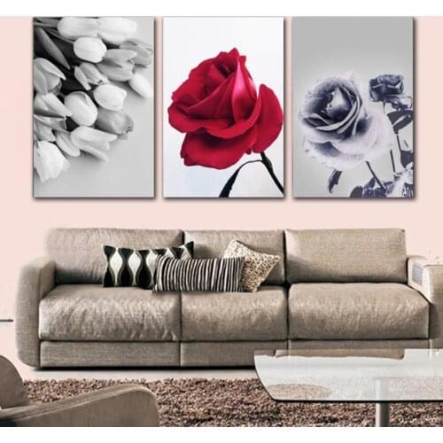 Nordic Simple Black and White Rose Canvas Painting Fashion Wall Picture For Living Room Unframed Home Decoration Poster Unframed