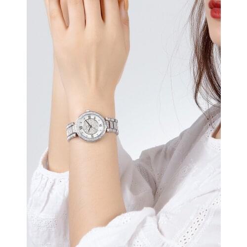 SKMEI Girls Quartz Wristwatches Fashion Women Phinestone Mosaic Ladies Dress Jewelry Watches reloj Female Party Wedding Clock