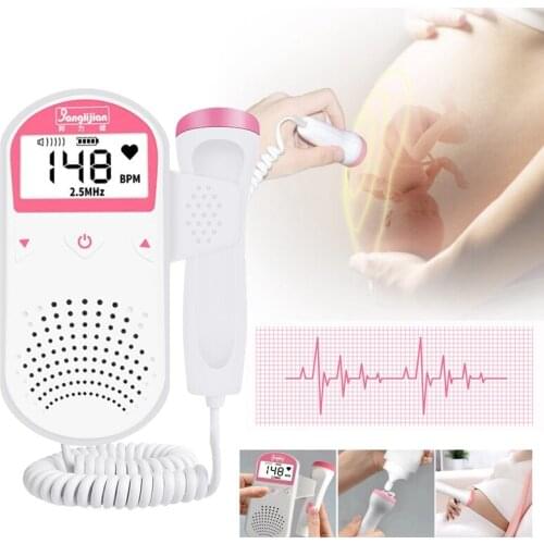 2.5MHz Ultrasound Baby Monitor Fetal Doppler Baby Fetal Sound Heart Rate Sonar Detector Portable For Pregnant No Radiation