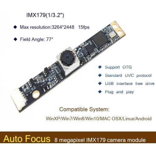HBVCAM USB camera module CMOS IMX179 8MP 70 Degree Auto Focus Laptop usb camera module for Windows 2000\ Windows XP\Windows 7