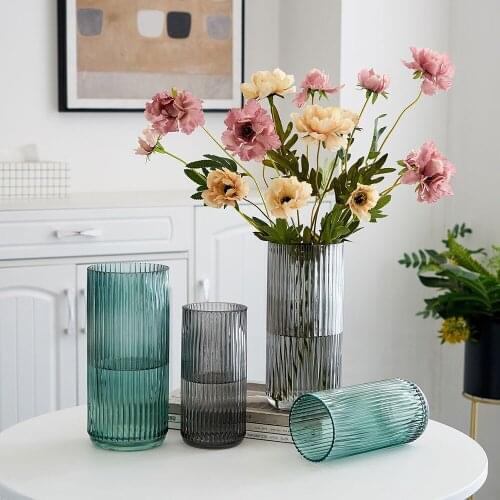 Modern simple transparent fresh glass vase home decoration living room bedroom office coffee shop flower arrangement ornaments