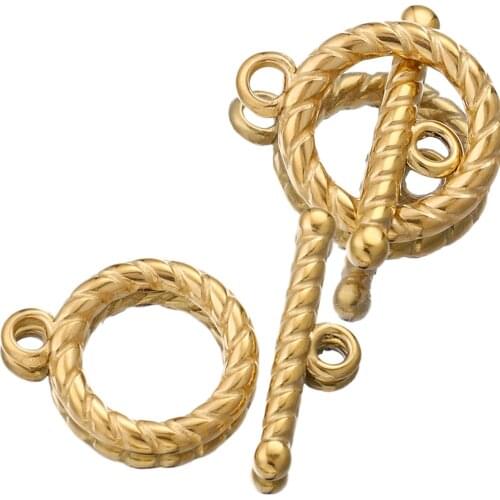4 Sets Gold Stainless One-piece Casting Steel Toggle Clasps Connectors for Bracelet Necklace Chunky OT Clasp DIY Jewelry Making