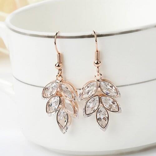 New Arrivels Rose Gold AAA+ Zircon wheat Jewelry Drop Earrings Romantic drop earrings for Women Wedding Gifts E1350