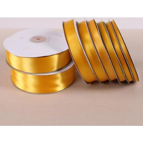 A Roll Golden 100 Yards Ribbon Polyester Satin Fabric Ribbon Wedding Christmas New Year Home Decoration Wrap DIY Accessories