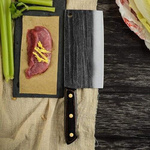 1PC 4Cr13 Stainless Steel 8 Inch Forged Chopping Knife Copper Rivets Fixing Wood Handle Kitchen Slicer Ultra Sharp Kitchen Knife