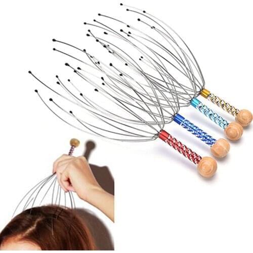 1Pcs Head Massager Neck Massage Octopus Scalp Stress Relax Spa Healing Alloy
