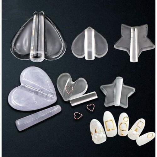1Pc Nail Art Equipment Star/Heart Shape Nail Art Rivet Embossed Mold Metal Frame Bend Curve Making Model DIY Manicure Tool
