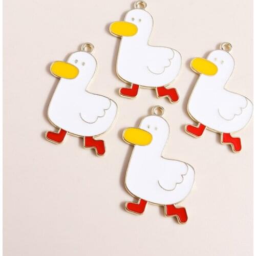 10pcs 25*33mm Cute Enamel Duck Charms Pendants for Jewelry Making Accessories Cartoon Animal Charms Necklaces Earrings diy Craft