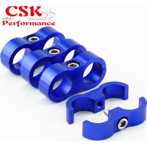 4pcs AN -8 AN8 15.4MM Braided Hose Separator Clamp Fitting Adapter Bracket Blue / black