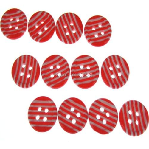 40pcs 1/2" Round Stripe Buttons Resin White Red Buttons 4-holes For Scrapbooking Crafts Sewing Accessories