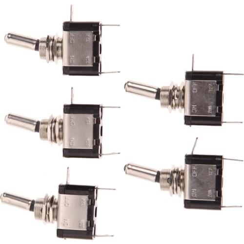 5Pcs Car Boat Marine LED Switches 12V 20A ON OFF Toggle Push Button Latching Self-Locking Joystick Switch for Motorcycles
