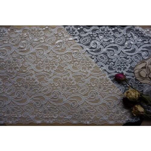 5 Yards Soft Large Elastic Stretch Lace Trim With Floral Print In Black/Ivory White DIY Handmade Hair Decor Bridal Veil