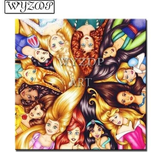 5D Diamond painting Cartoon Princess Picture Full Square/Round Diamond Embroidery Cross stitch Gift Kits decor WYZ20200902