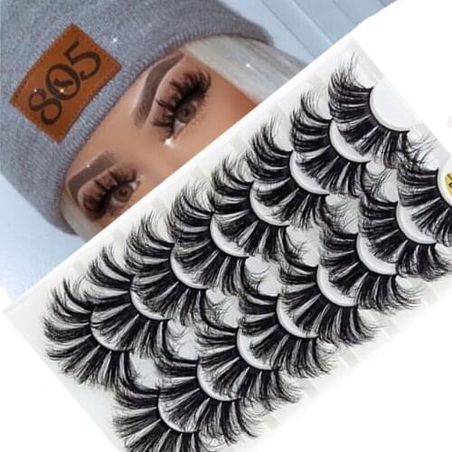 25mm 8 Pairs 4D Mink Handmade False Eyelashes Wispies Fluffy Thick Long Dramatic Eyelash Extension Volume Faux Fake Lashes