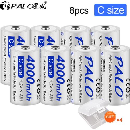 PALO C Size Rechargeable Battery 1.2V Ni-MH C Type Rechargeable Battery R14 C Cell For flashlight,video,gas cooker,water heater
