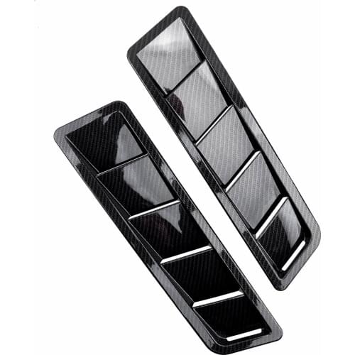 Beler Universal 2pcs Car Carbon Fiber Style Engine Hood Vent Louver Scoop Air Flow Intake Cooling Panel Trim