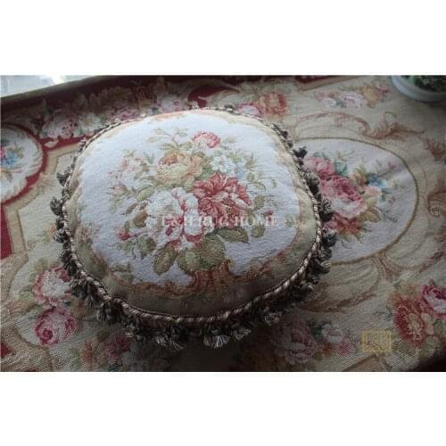 Free Shipping 15K Round Dia 16" Needlepoint pillow Handmade Woolen Needlepoint pillow, hand knotted woolen pillow, no insertion