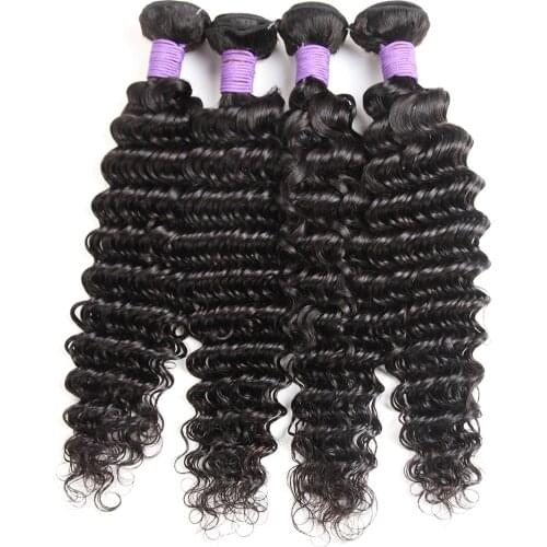 Braziian Human Hair Weave Bundles Deep Wave 4pcs Natural Black Color 100% Human Hair Extension For Black Women Non Remy