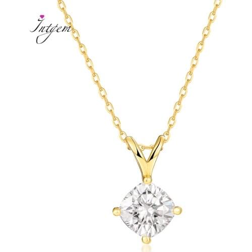 Real 925 Sterling Silver Necklace 6*6mm Moissanite Wedding Fine Jewelry for Women AAA Zirconia Pendant with Long Chains Gifts