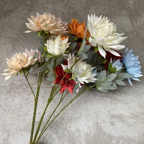 1pc Dahlia Thorn Chrysanthemum Artificial Silk Flower Branch for Home Floral Arrangement Wedding Layout Decoration Fake Flowers