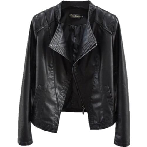 Spring Autumn 2021 New Women Leather Jacket Clothing Slim Motorcycle PU Leather Jacket Female Short Zipper Fashion Tops Coat