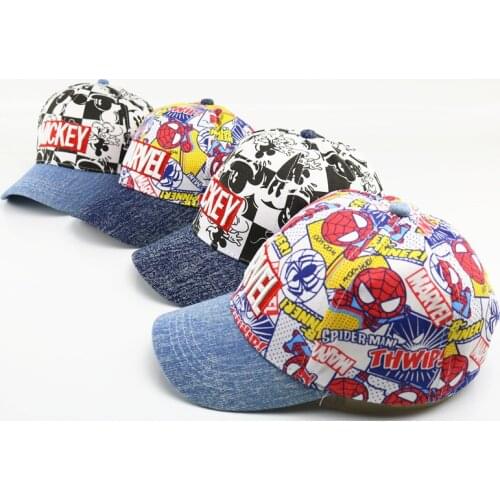 Disney Marvel Spiderman Mickey Mouse Kids Hat Boy Girl Hip Hop Caps Marvel Mickey Minnie Baby Caps Anime Figure Gift Toys 2-8Y