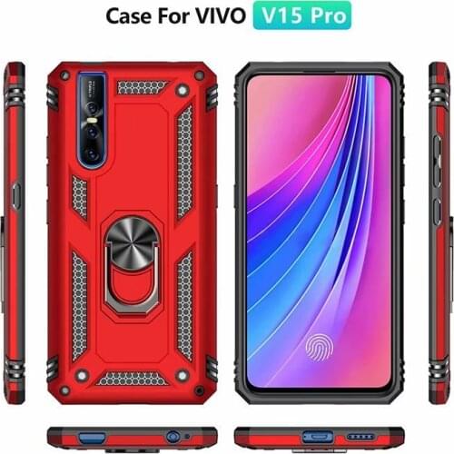 For VIVO Y17 Y3 Case Hard PC + Soft TPU Shockproof Back Cover Case For Vivo V15 S1 Pro Stand Ring Case