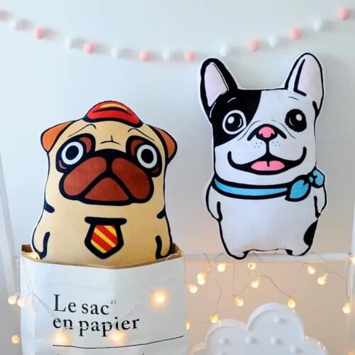 HOME FIRST New creative vivid bulldogs sandy dog dog pillow print dog shape cushions soft plush for the sofa seat50*32CM