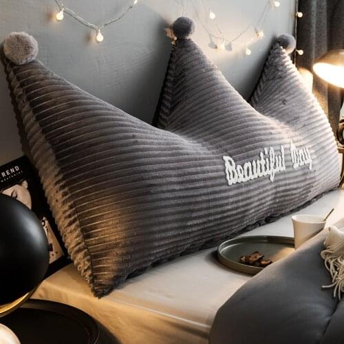 Adults Double Bed Grey Crown Bed Cushion No Filler Soft Washable Velvet Sofa Baby kids Headboard Floor Seat Throw Pillow Tatami