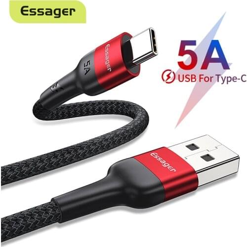 Essager 5A USB Type C Cable For Huawei P40 P30 Pro Mate 30 Supercharge USBC USB-C Fast Charging Charger Type-C Data Wire Cord
