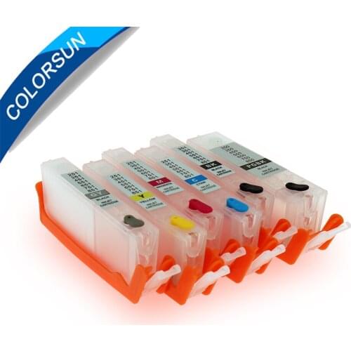 Colorsun 6PCS PGI-250 ink cartridge CLI251 for canon MG6320 MG7120 MG7520 IP8720 refillable ink cartridge with ARC chips