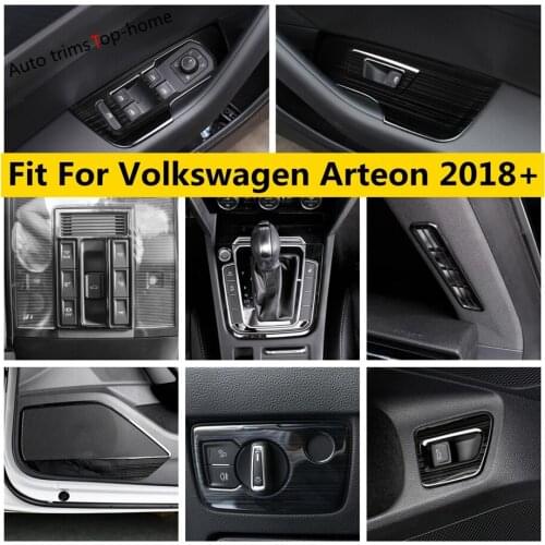 Window Lift Button / Roof Reading Lights Lamps / Shift Gear Panel Stainless Steel Cover Trim For Volkswagen Arteon 2018 - 2021