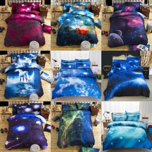 Bedding Sets Universe Outer Space Themed Bed Linen 3D Galaxy BS04 Duvet Cover Flat Sheet 2pcs/3pcs/4pcs Single Double Size 33