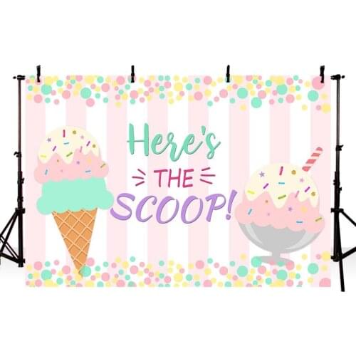 MEHOFOTO Ice Cream Party Photography Backdrop White Pink Gold Glitter Baby Shower Birthday Party Backgrounds for Photo Studio