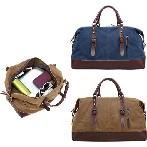 Men Women Oversized Canvas Travel Duffel Luggage Shoulder Weekend Bag Handbag
