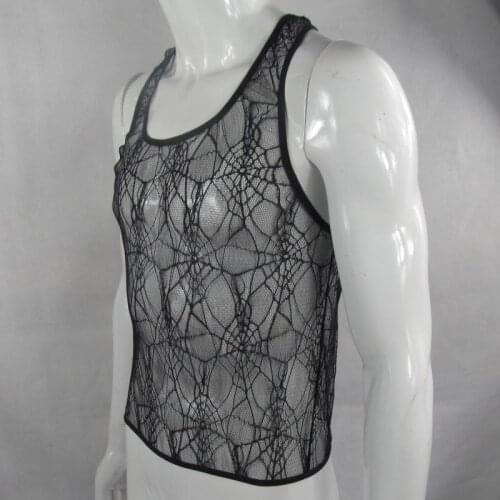 Male sexy transparent ultra-thin breathable Lace Spider Net G4669
